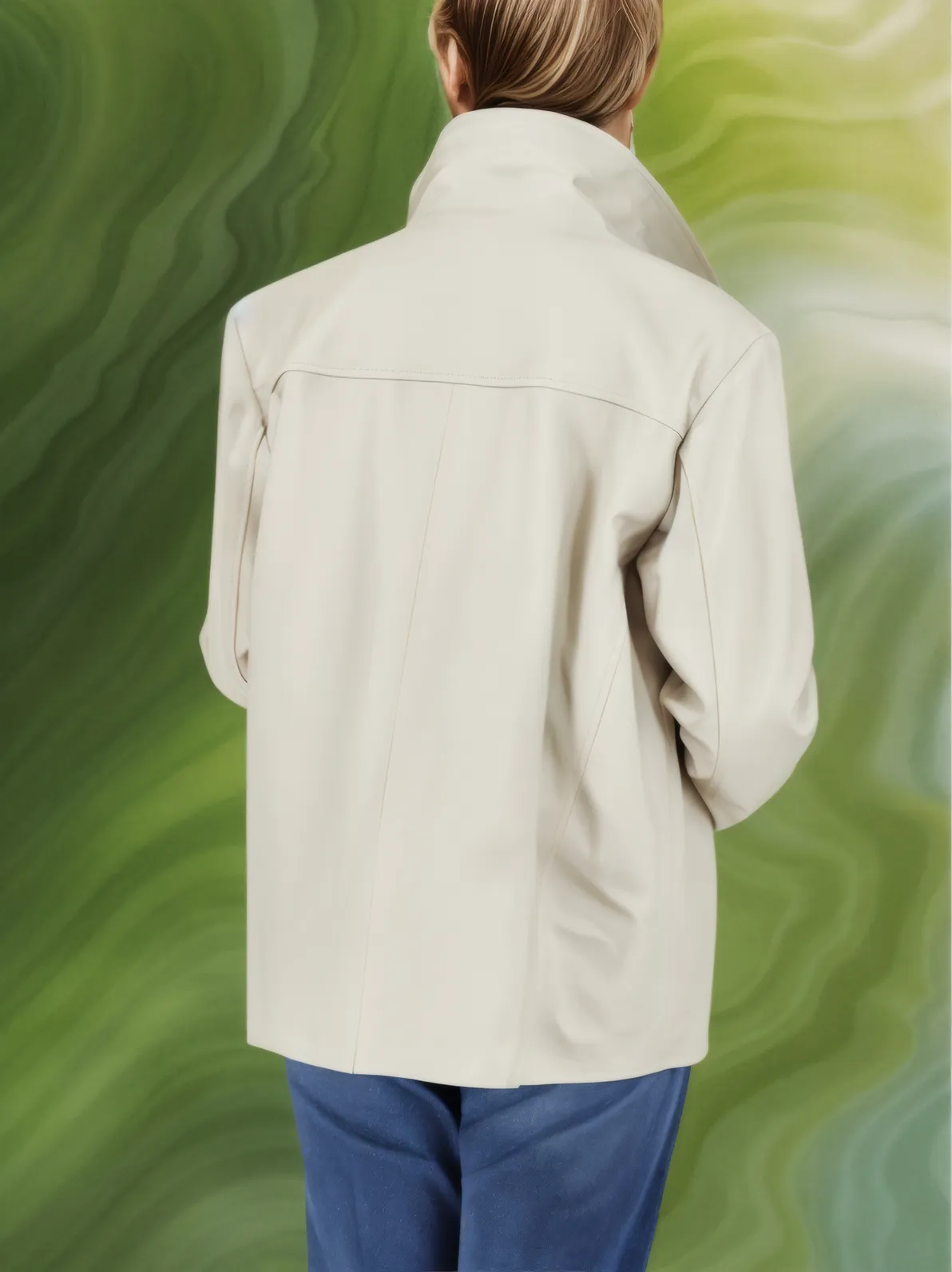 Handcrafted Oversized Women's Sheepskin Leather Jacket – Stylish & Versatile Bone - Tenku Designs