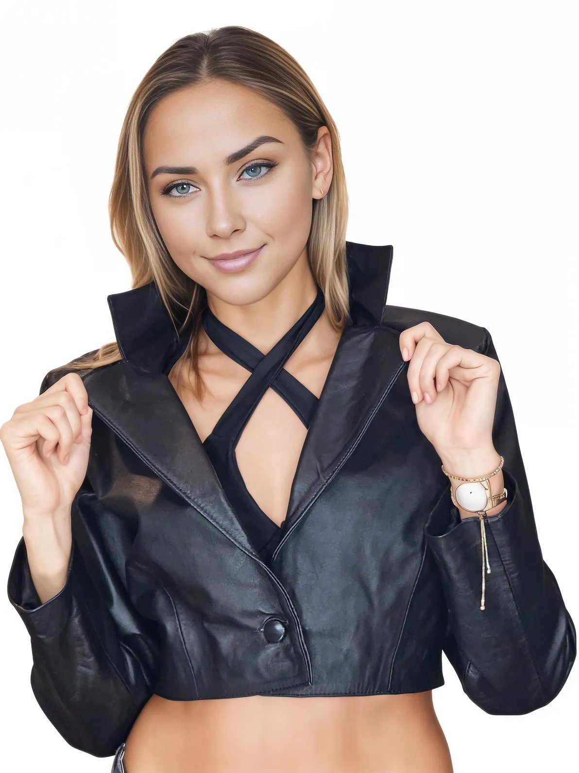 Handcrafted Women's Sheepskin Leather Biker Jacket – Cropped Black - Tenku Designs