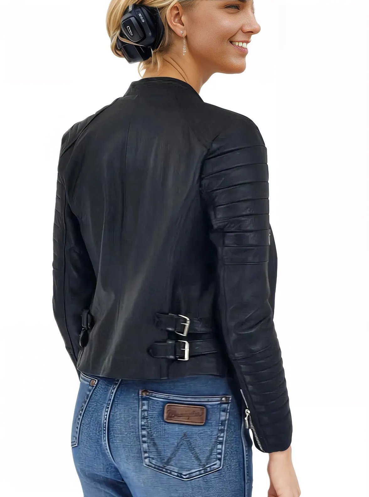 Handcrafted Women's Sheepskin Leather Biker Jacket – Premium Biker Style Black - Tenku Designs