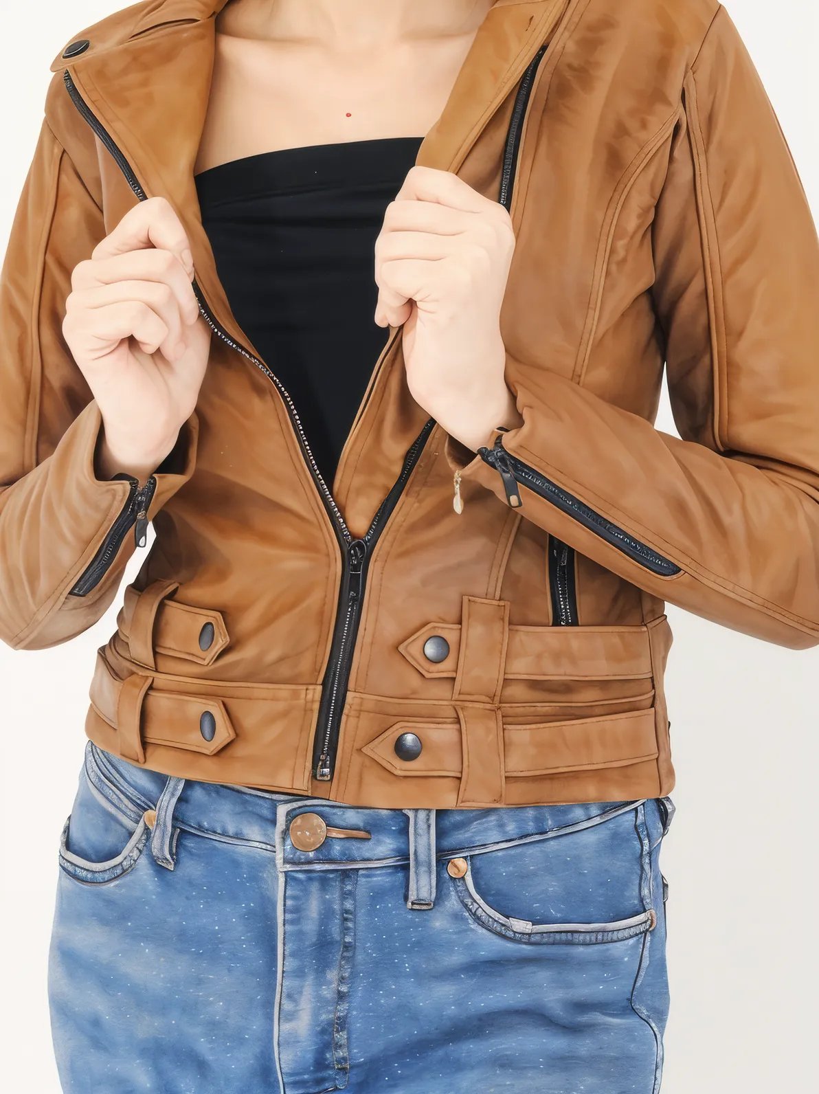 Handcrafted Women's Sheepskin Leather Biker Jacket – Premium Biker Style Honey - Tenku Designs