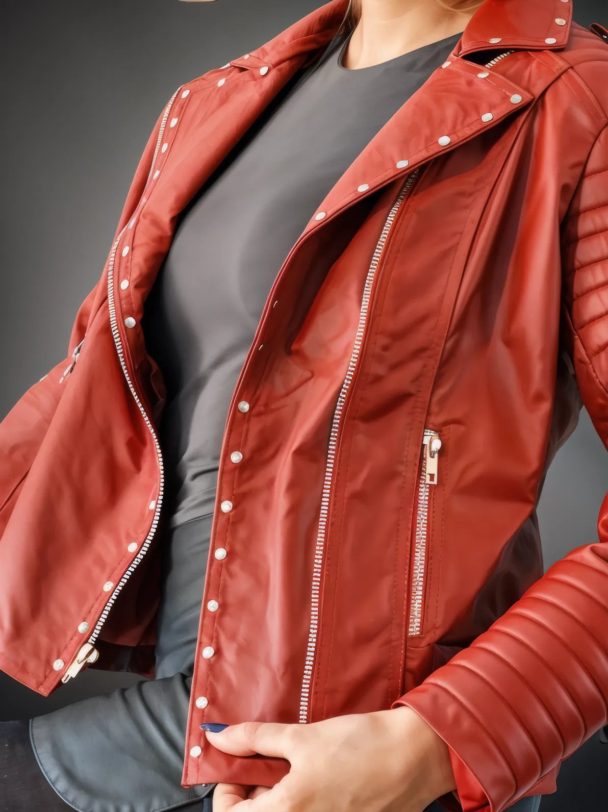 Handcrafted Women's Sheepskin Leather Biker Jacket – Premium Biker Style Red - Tenku Designs
