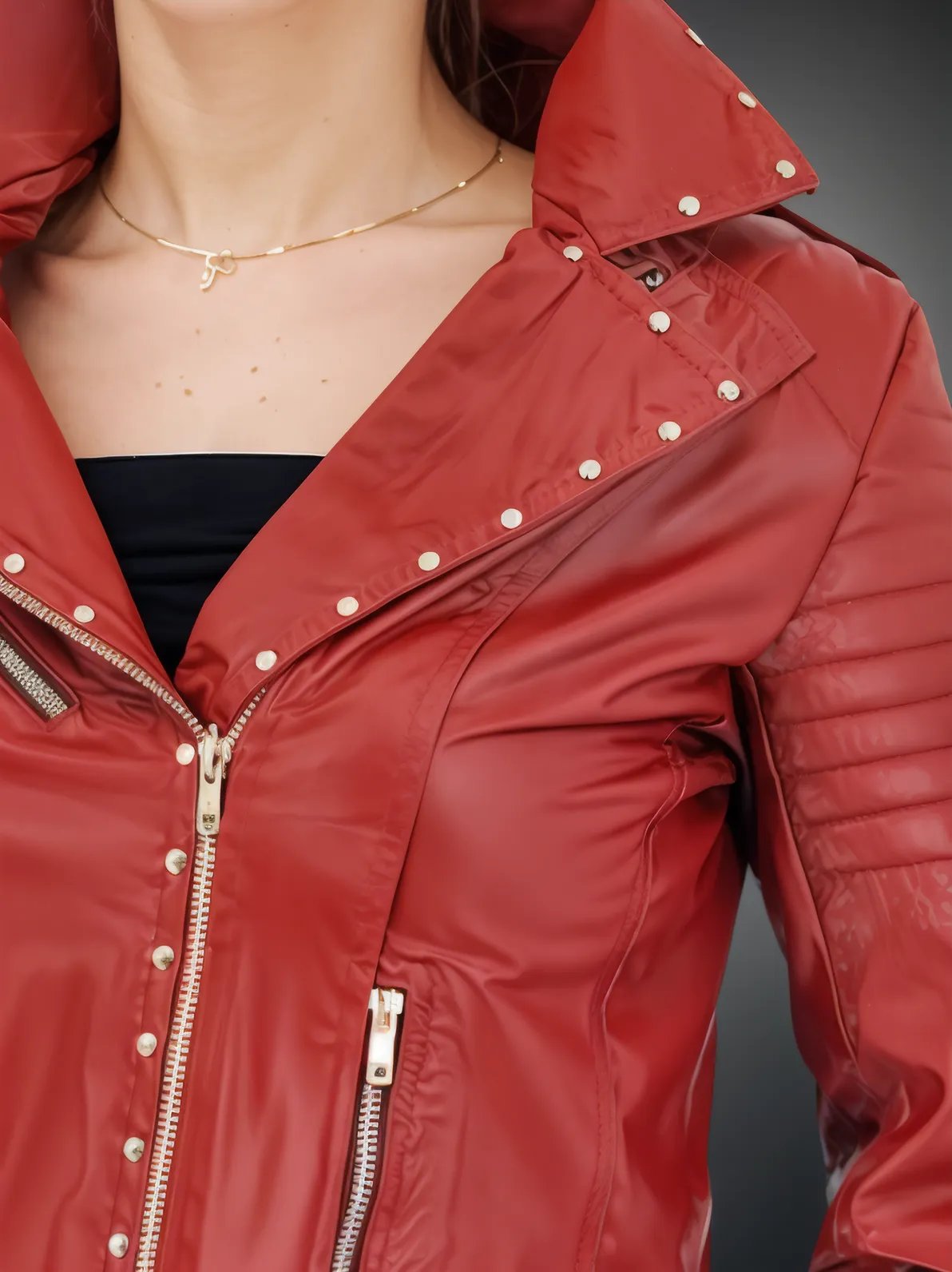 Handcrafted Women's Sheepskin Leather Biker Jacket – Premium Biker Style Red - Tenku Designs