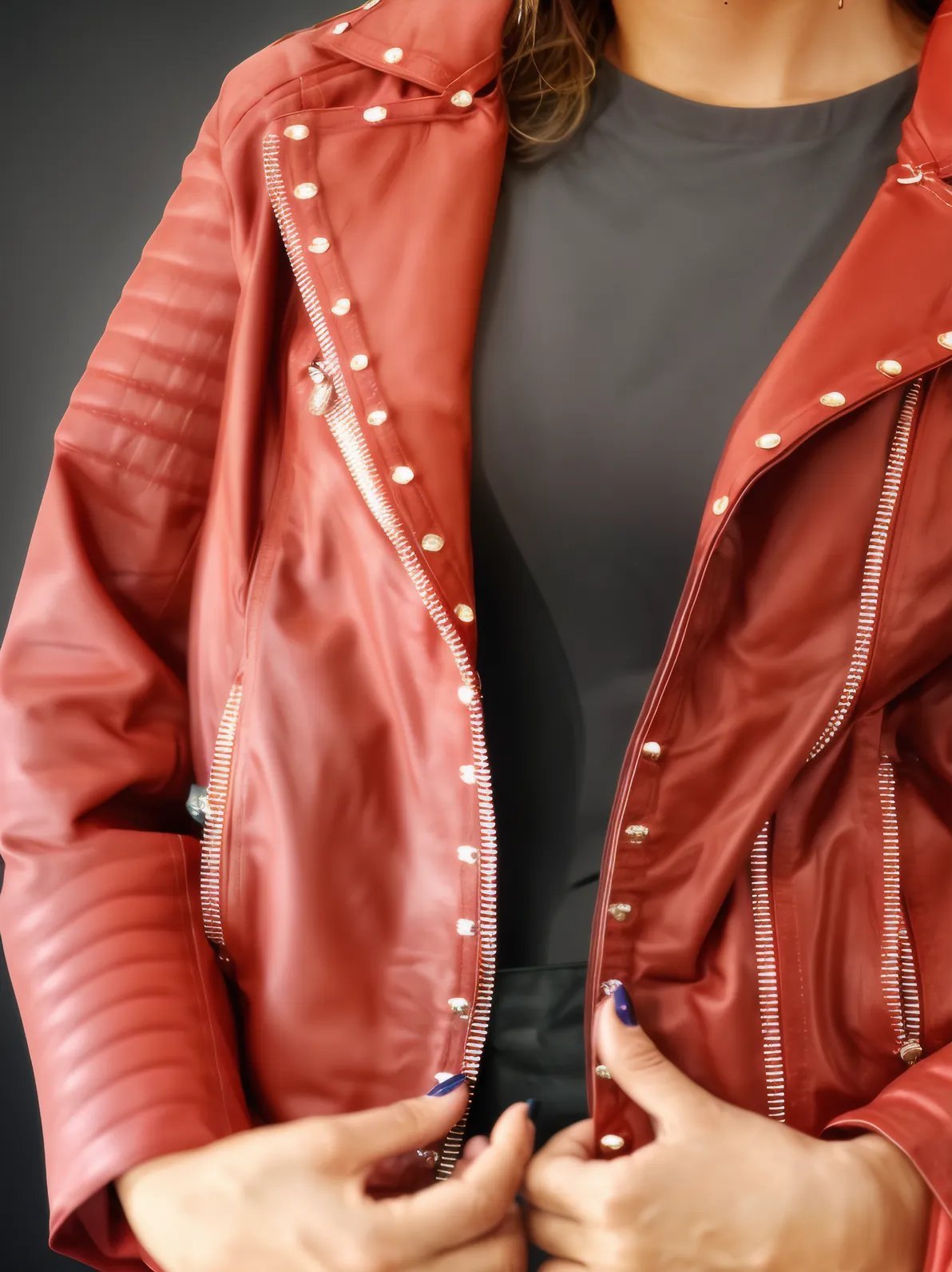 Handcrafted Women's Sheepskin Leather Biker Jacket – Premium Biker Style Red - Tenku Designs