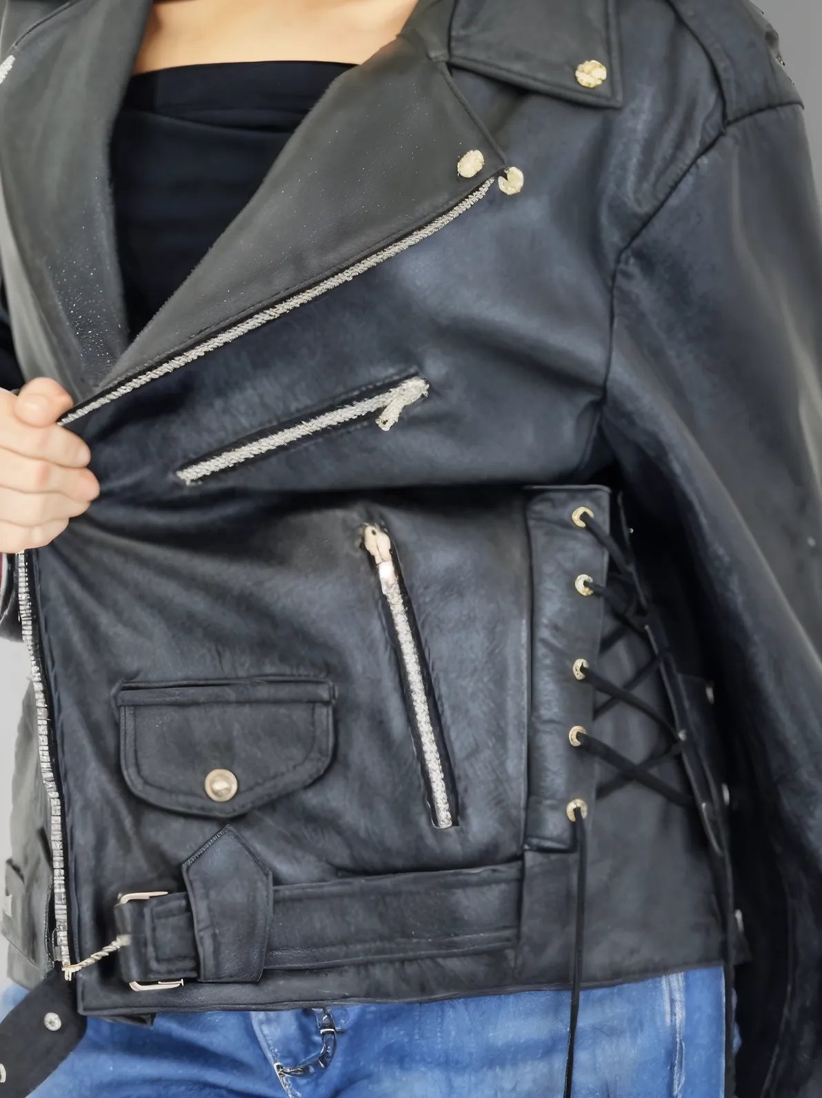 Handcrafted Women's Sheepskin Leather Biker Jacket – Premium Style Black - Tenku Designs