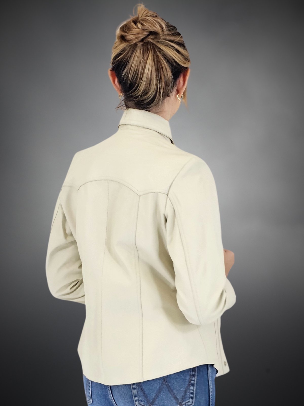 Handcrafted Women's Sheepskin Leather Shirt – Western - Style Bone Button - Up - Tenku Designs