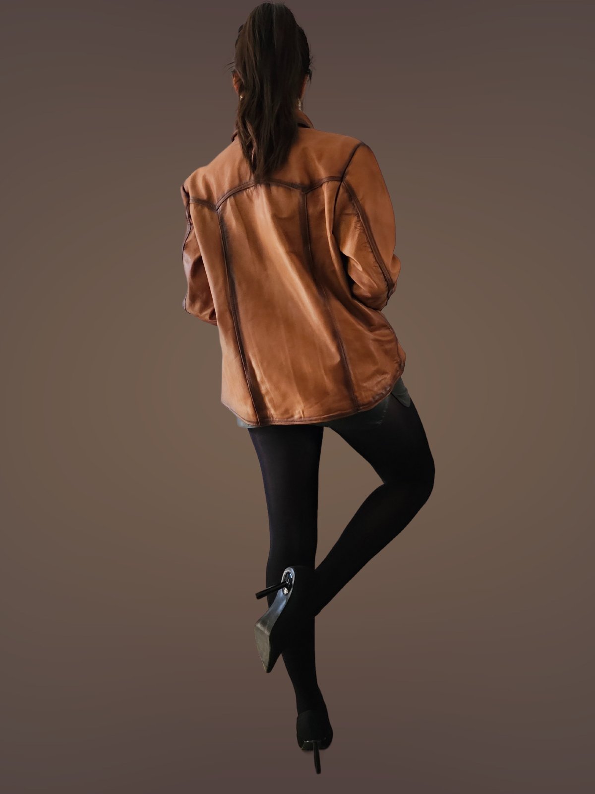 Handcrafted Women's Sheepskin Leather Shirt – Western - Style Vintage Honey Button - Up - Tenku Designs