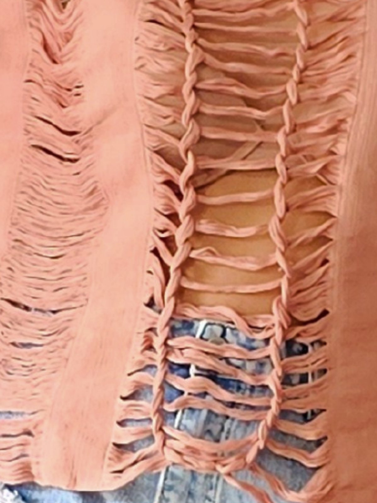 Handwoven Frayed Edge Cotton Top – Artisan Backstrap Loom Blouse | Chic Style Coral - Tenku Designs