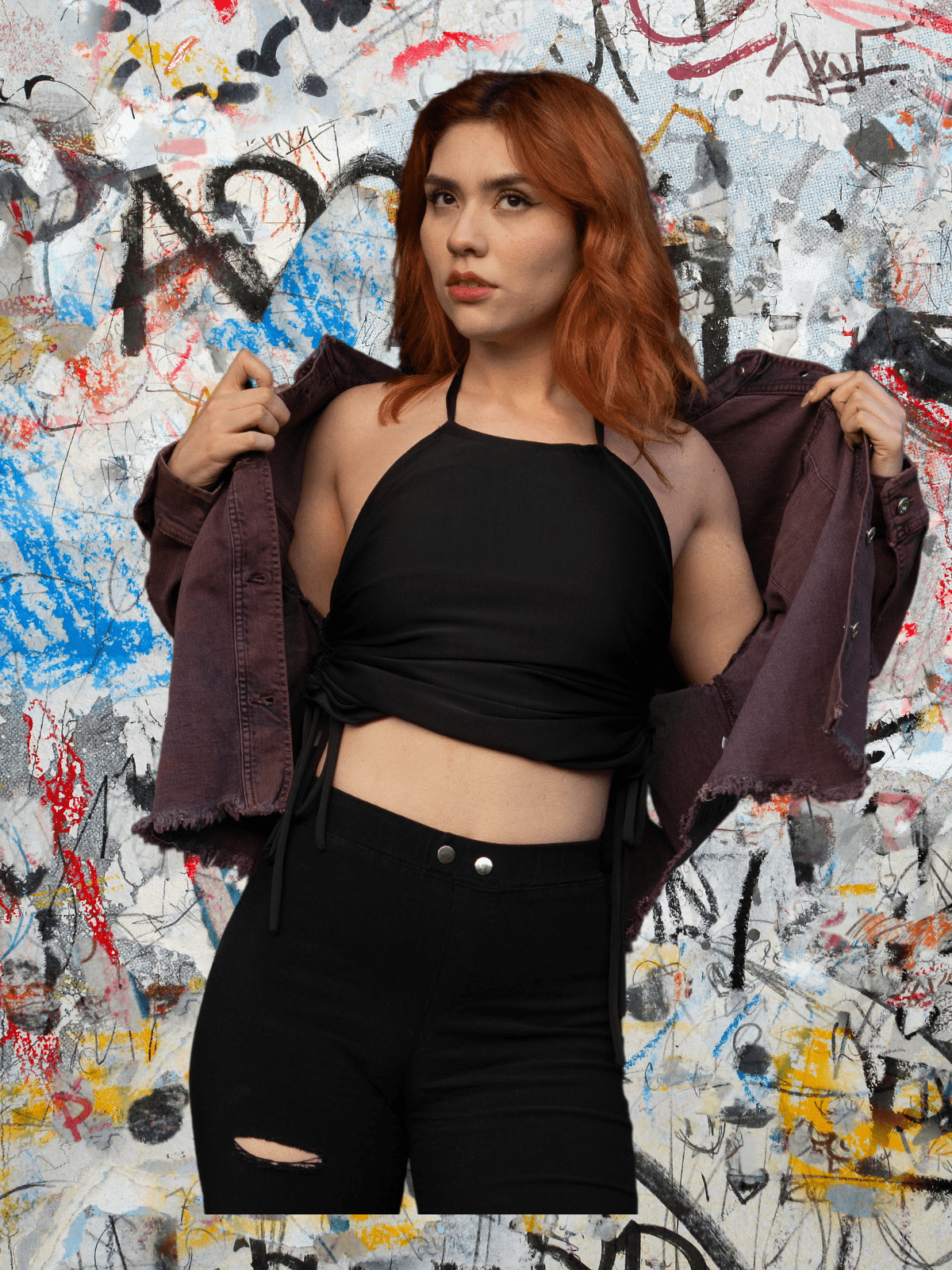 High Neck Drawstring Halter Crop Top – Slimming Fit, Double - Lined, Chlorine - Resistant Fabric Black - Tenku Designs