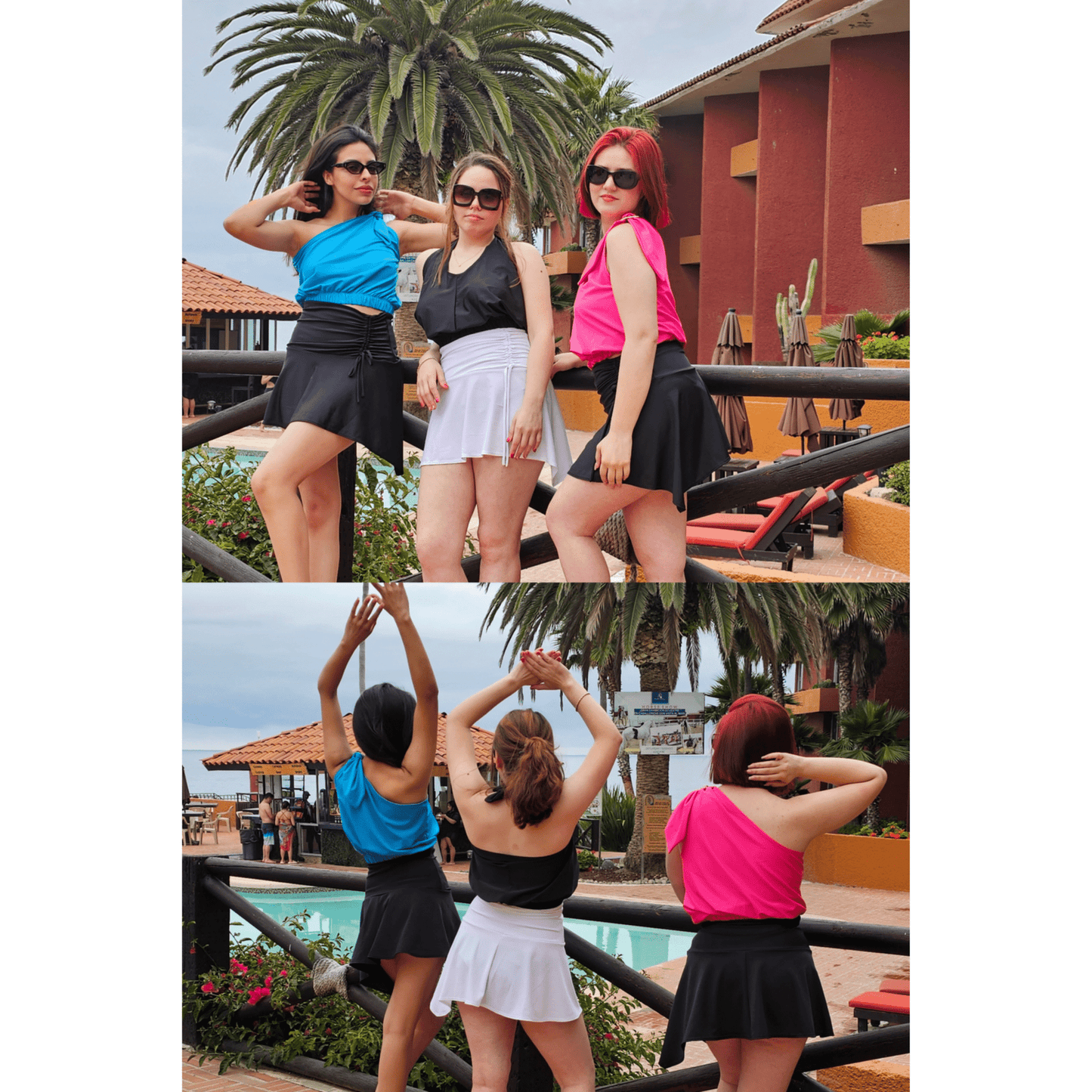 High - Rise Tummy Control Ruched Extra Mini Skirt – Adjustable Asymmetrical Drawstring Skirt Hot Pink - Tenku Designs