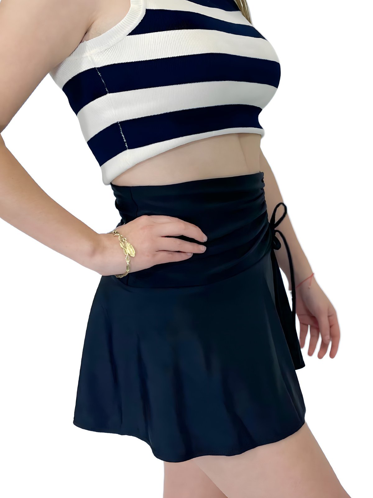 High - Rise Tummy Control Ruched Mini Skirt – Black - Tenku Designs