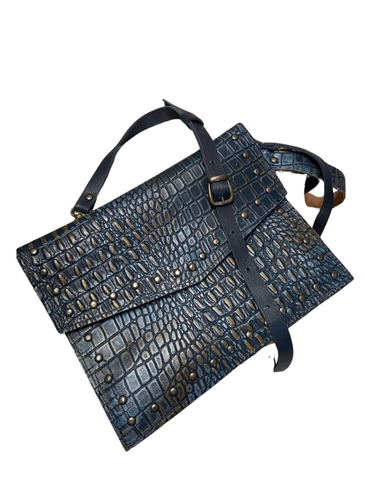 Hybrid Crosboddy Hand Wrist Bag Crocodile Embossed Black - Tenku Designs