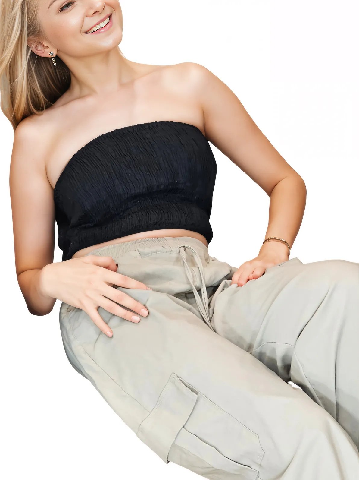Khaki Oversized Cargo Pants – Stretchable & Trendy - Tenku Designs
