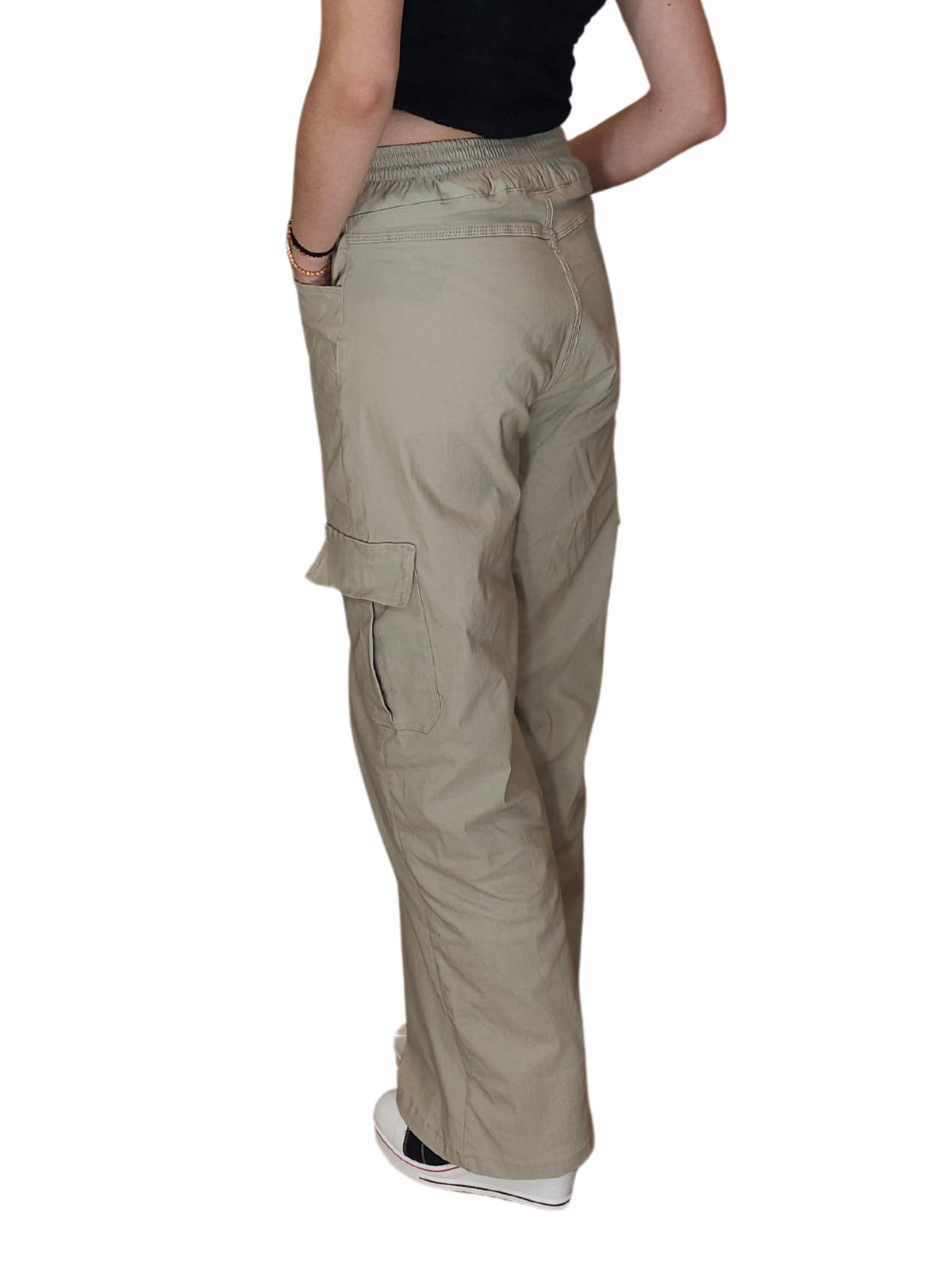 Khaki Oversized Cargo Pants – Stretchable & Trendy - Tenku Designs