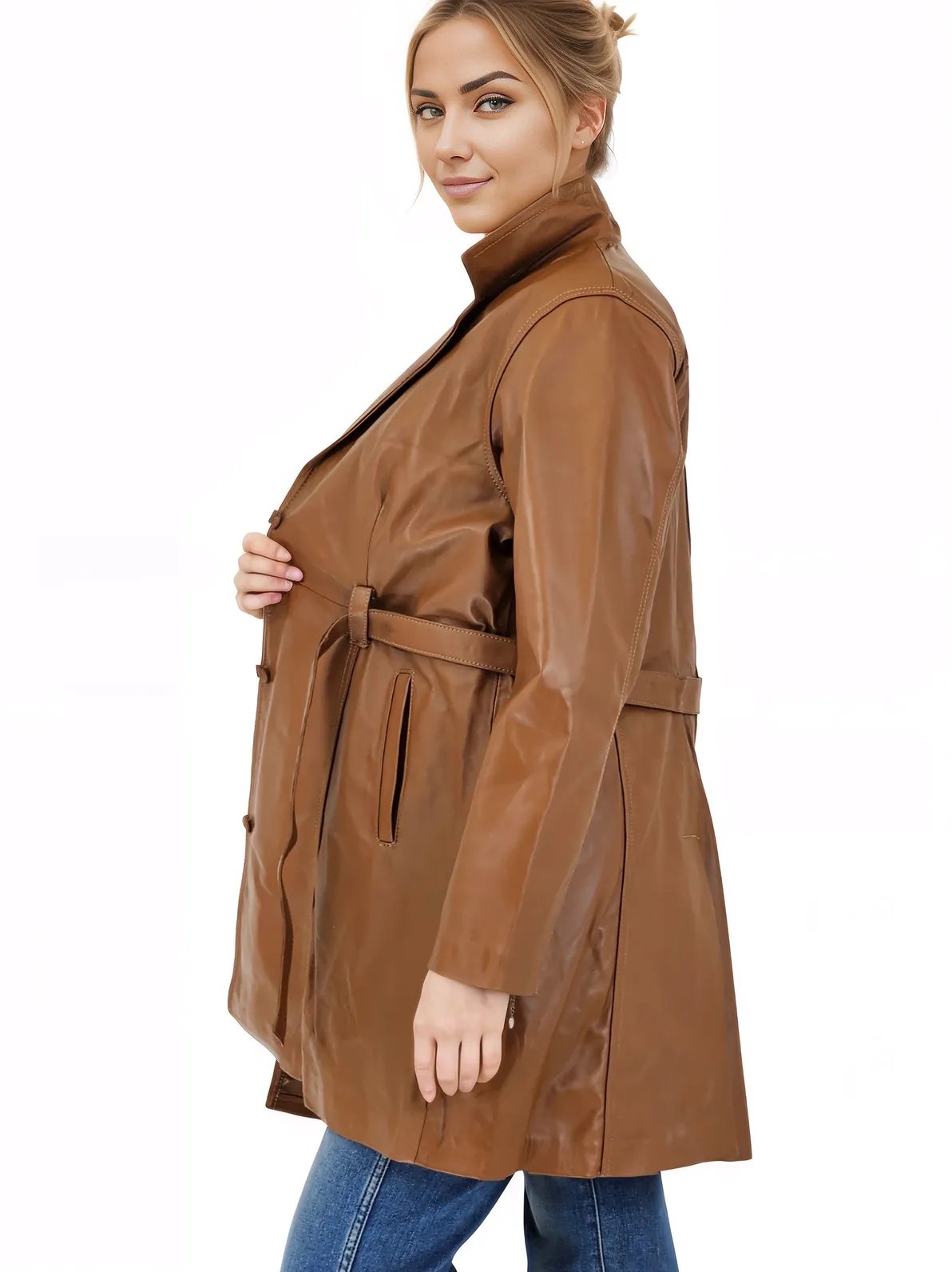 Lamb Leather Coat Honey - Tenku Designs