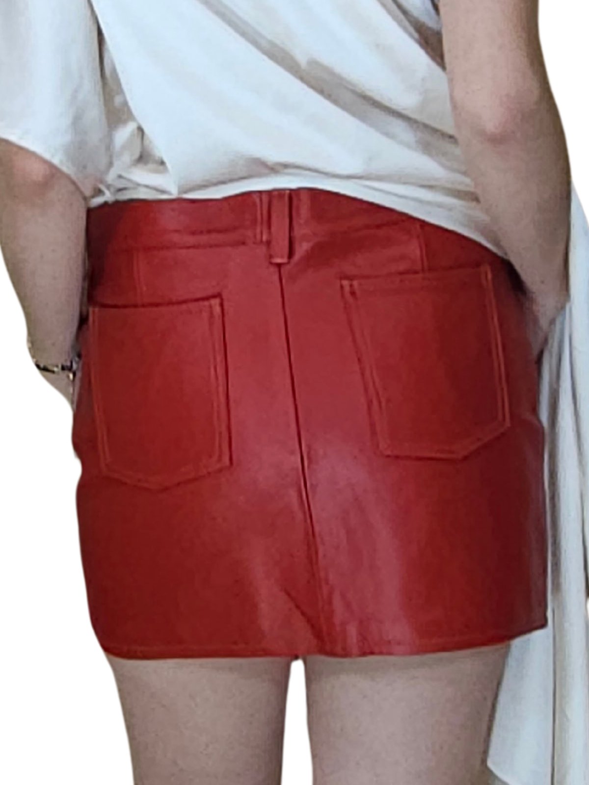 Lambskin Leather Mini Skirt Red * - Tenku Designs