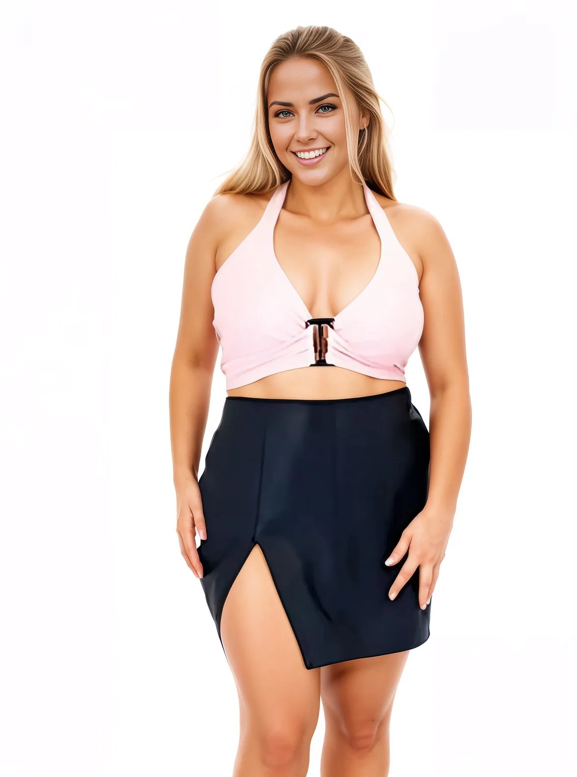 Lambskin Leather Mini Skirt w/Slit Black XXL * - Tenku Designs