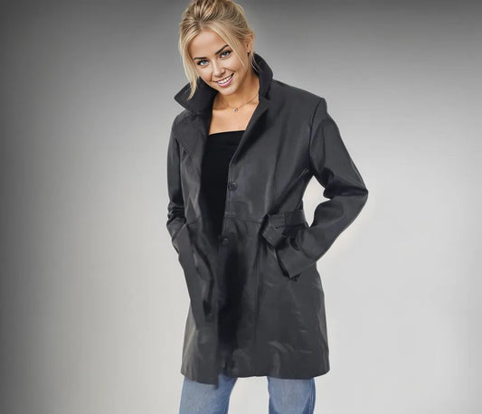 Leather Coat Black - Tenku Designs