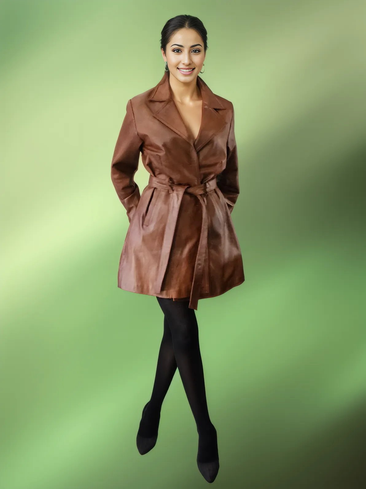 Leather Coat Brown - Tenku Designs