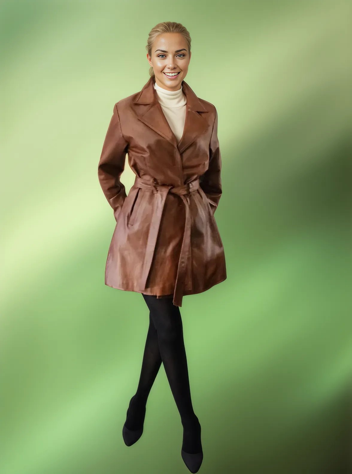 Leather Coat Brown - Tenku Designs