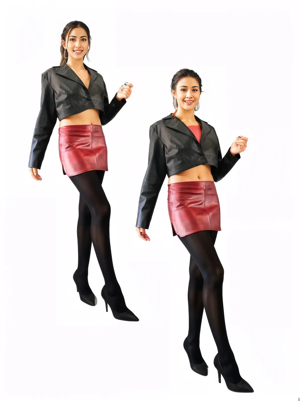 Leather Round Mini Skirt Cherry - Tenku Designs