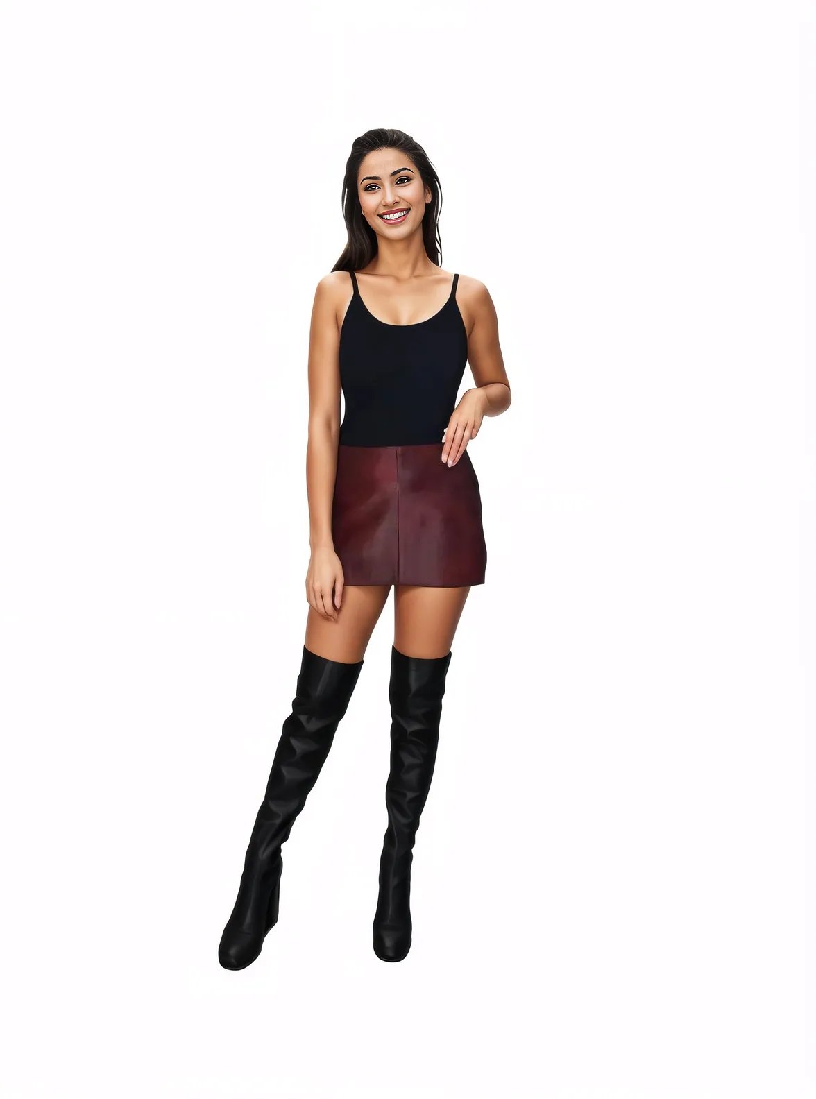 Leather Round Mini Skirt Cherry - Tenku Designs