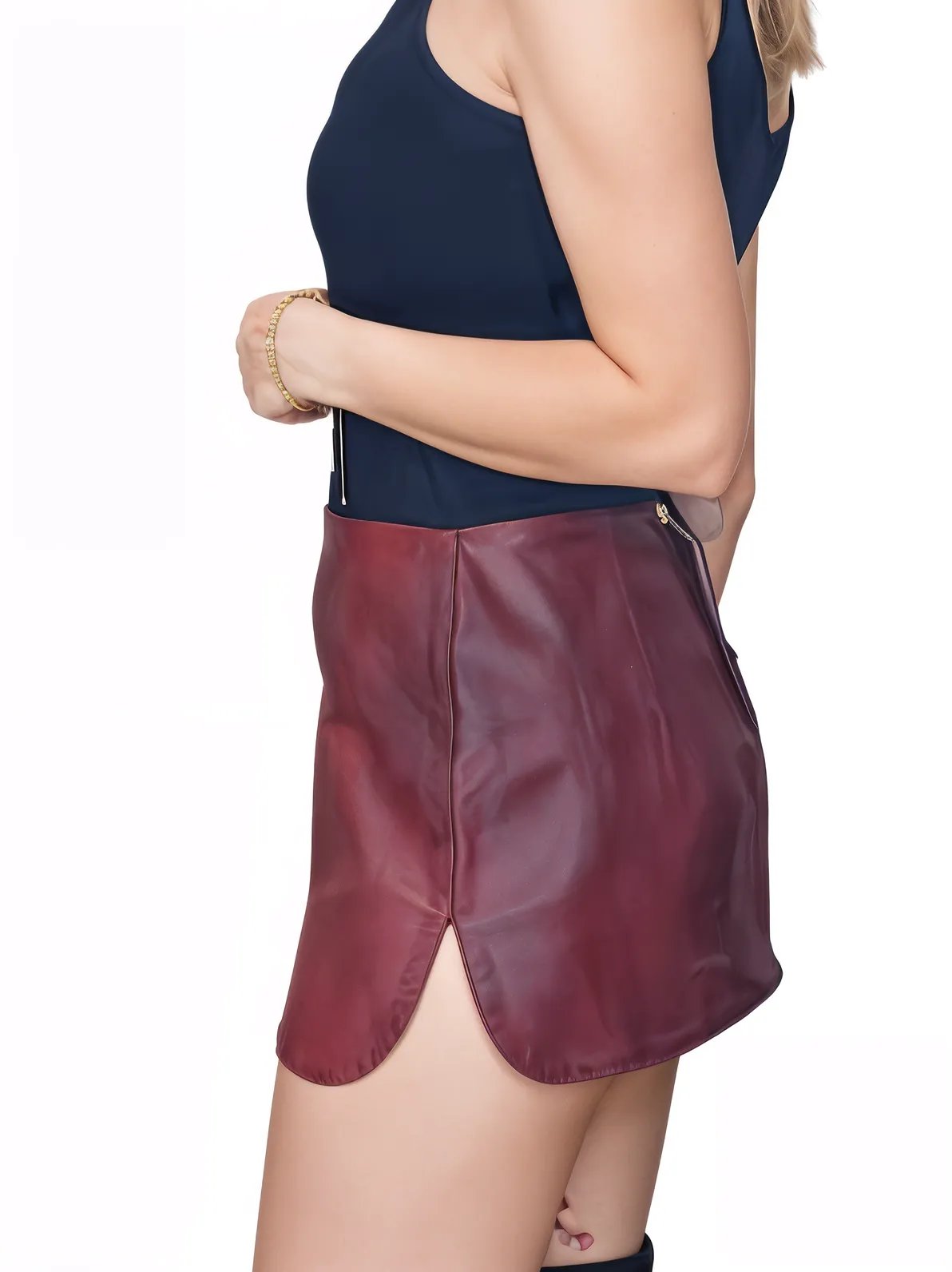 Leather Round Mini Skirt Cherry - Tenku Designs
