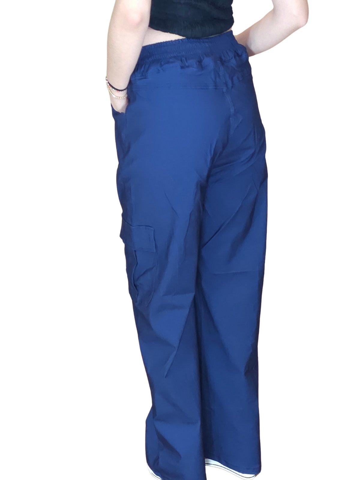 Navy Blue Oversized Cargo Pants – Stretchable & Trendy - Tenku Designs