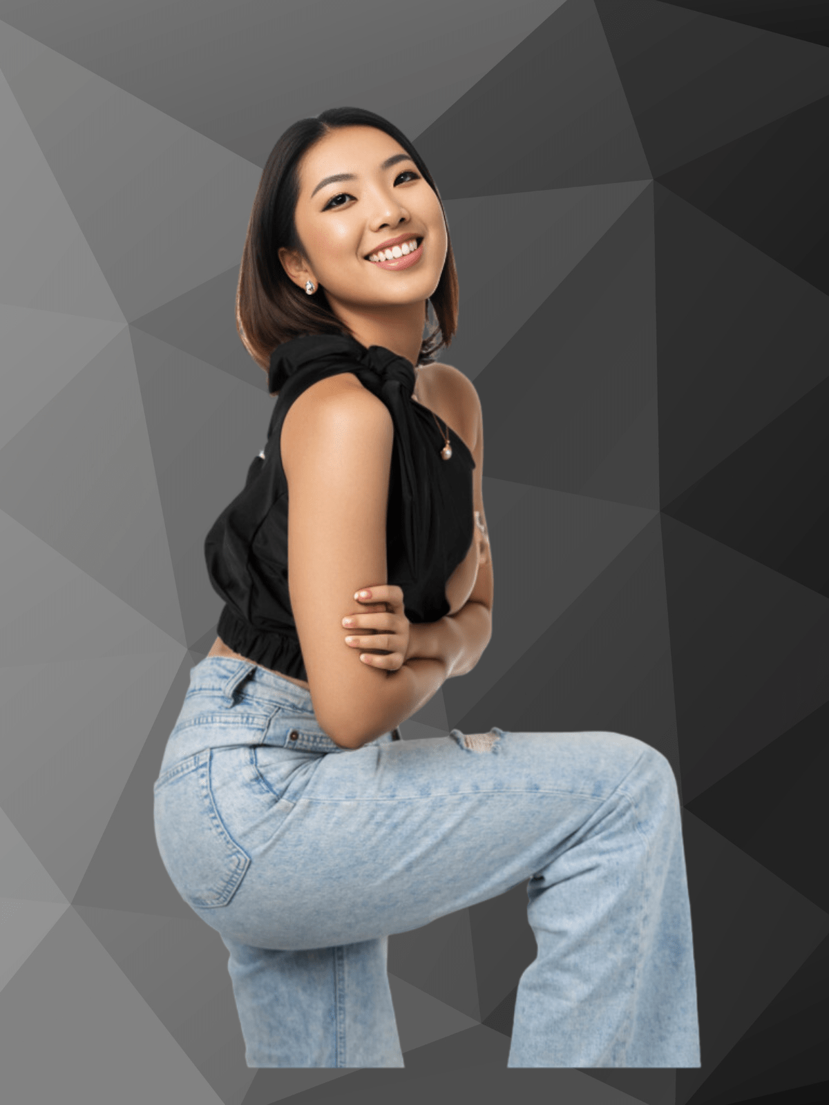 One Shoulder Puff Crop Top with 2 Free Interchangeable Buckles – Chlorine Resistant, Breathable, and Adjustable Halter Tie Black - Tenku Designs