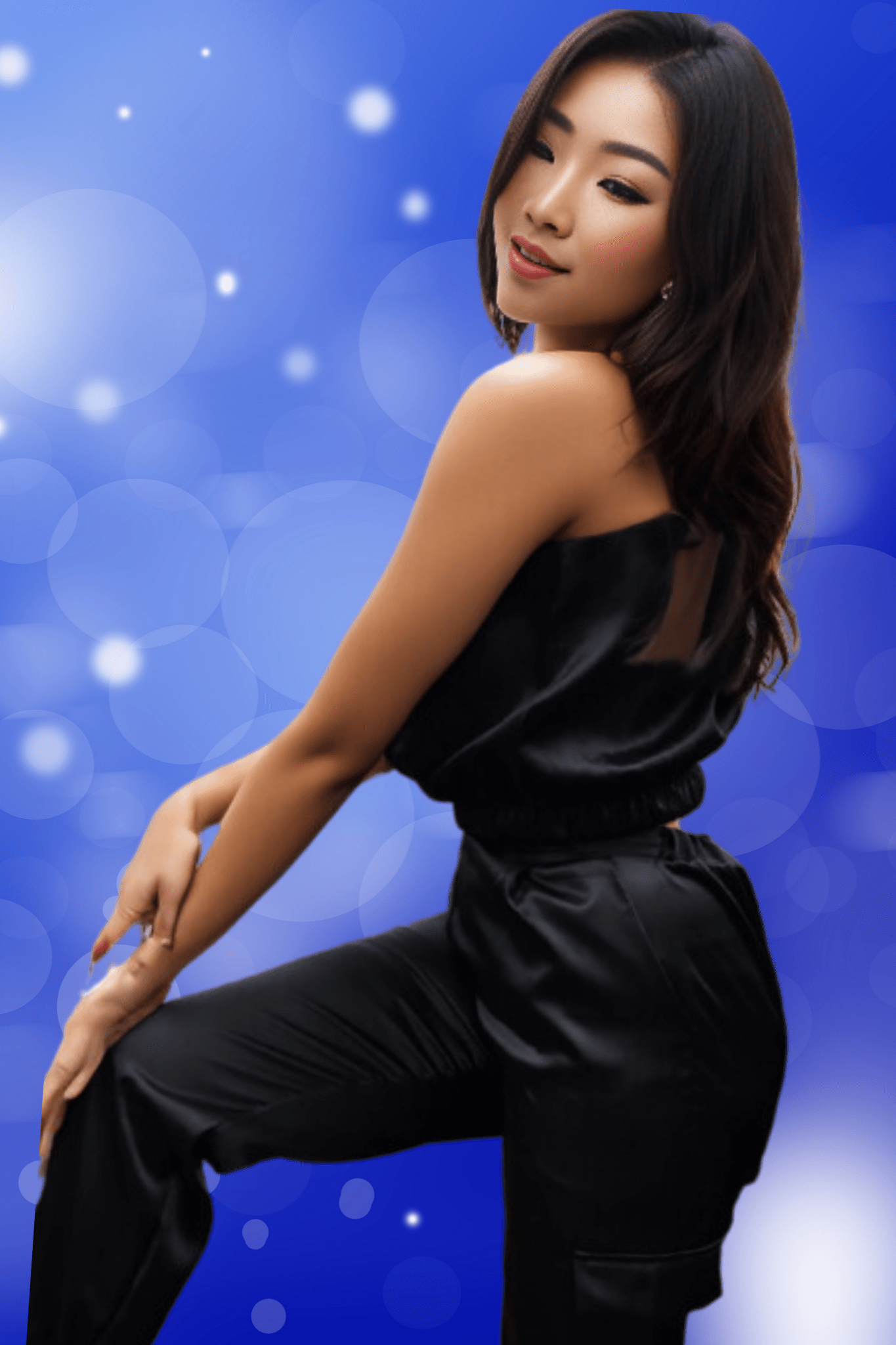 One Shoulder Satin Puff Crop Top Black - Tenku Designs