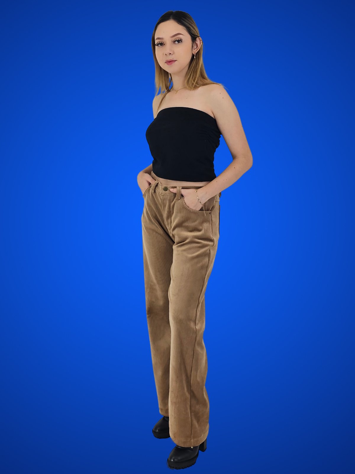 Oversized 5 Pocket Corduroy Pants Khaki - Tenku Designs