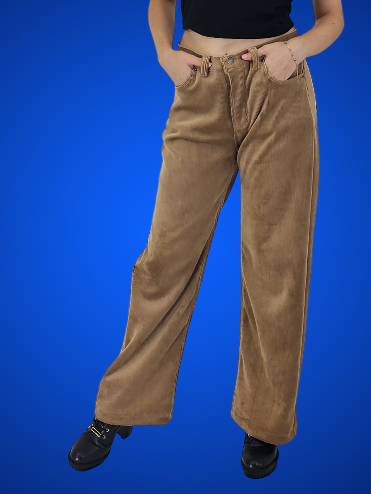 Oversized 5 Pocket Corduroy Pants Khaki - Tenku Designs