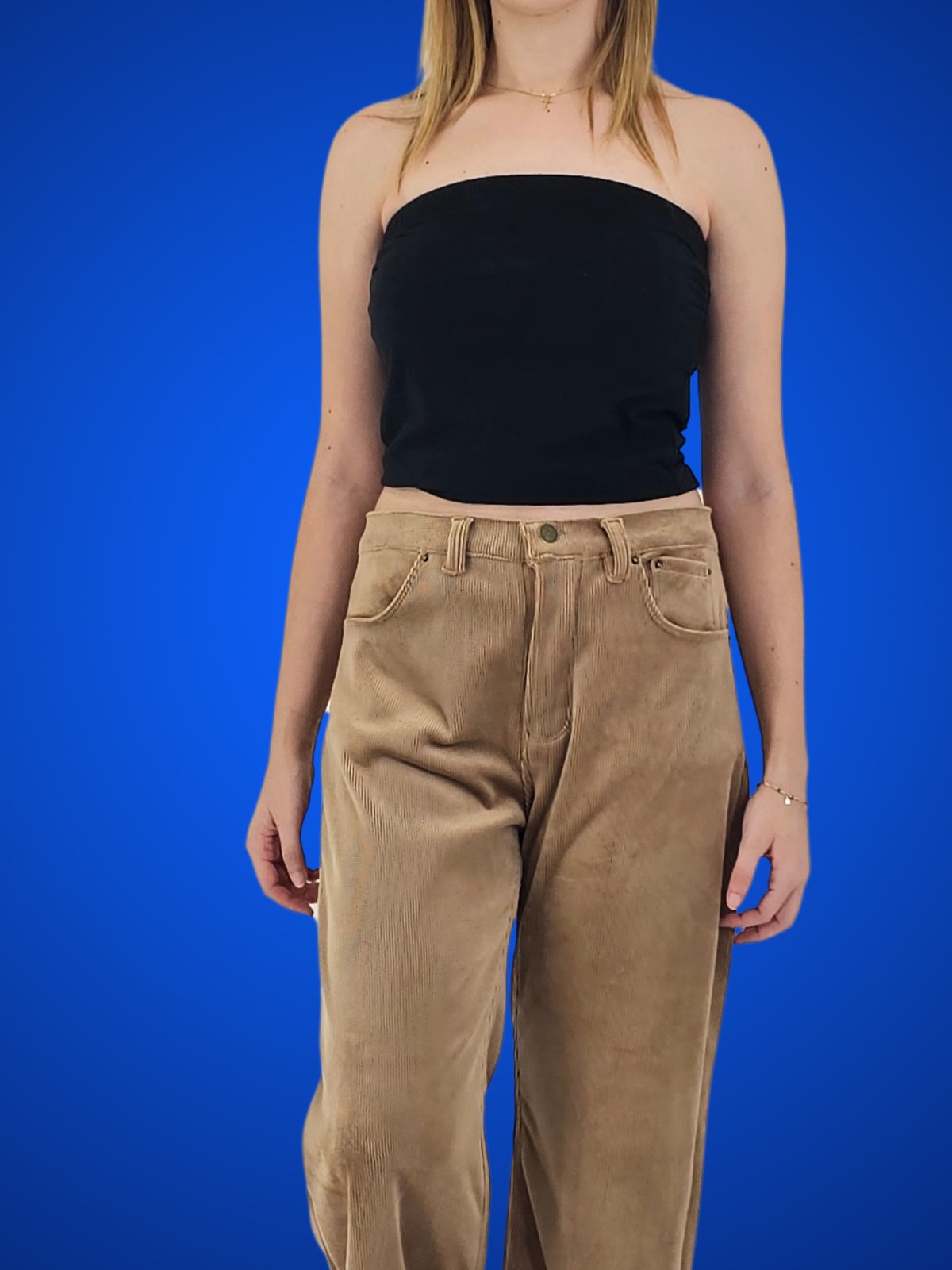 Oversized 5 Pocket Corduroy Pants Khaki - Tenku Designs