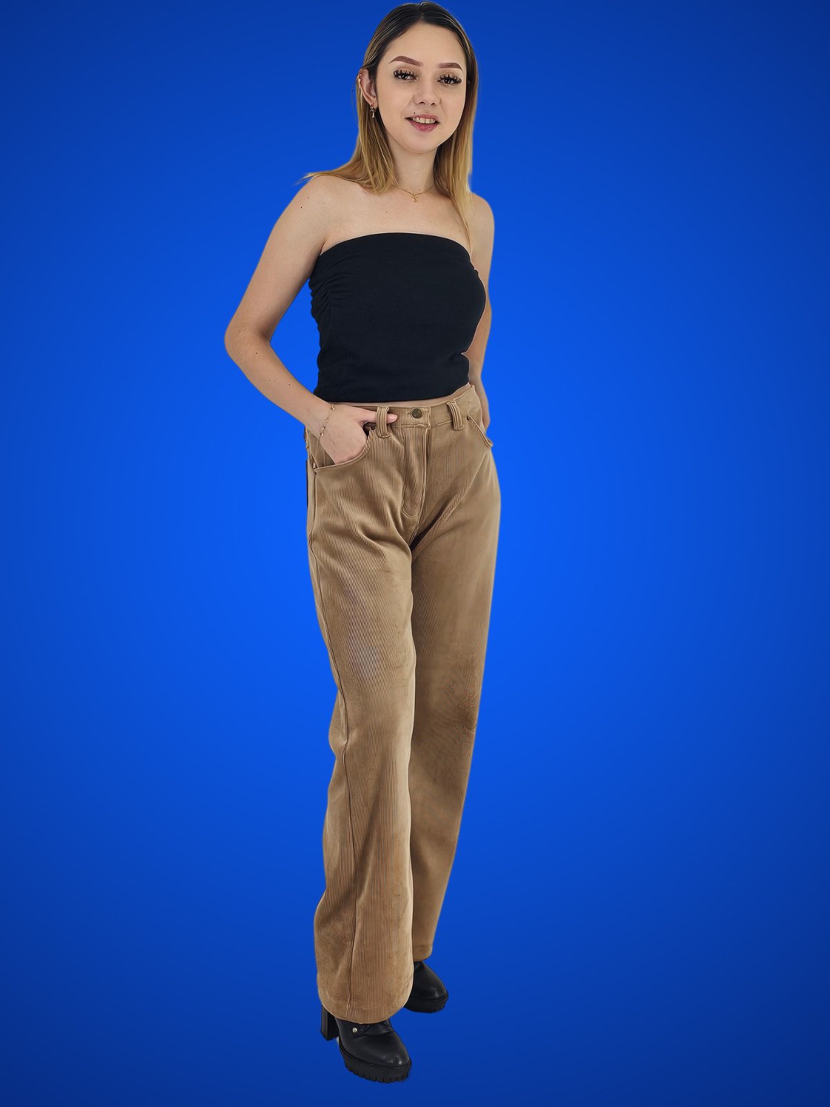 Oversized 5 Pocket Corduroy Pants Khaki - Tenku Designs