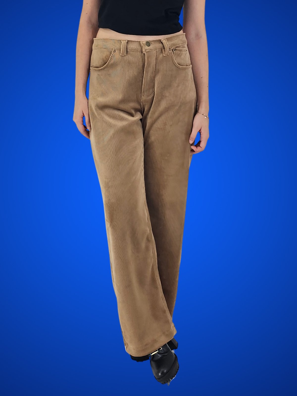 Oversized 5 Pocket Corduroy Pants Khaki - Tenku Designs