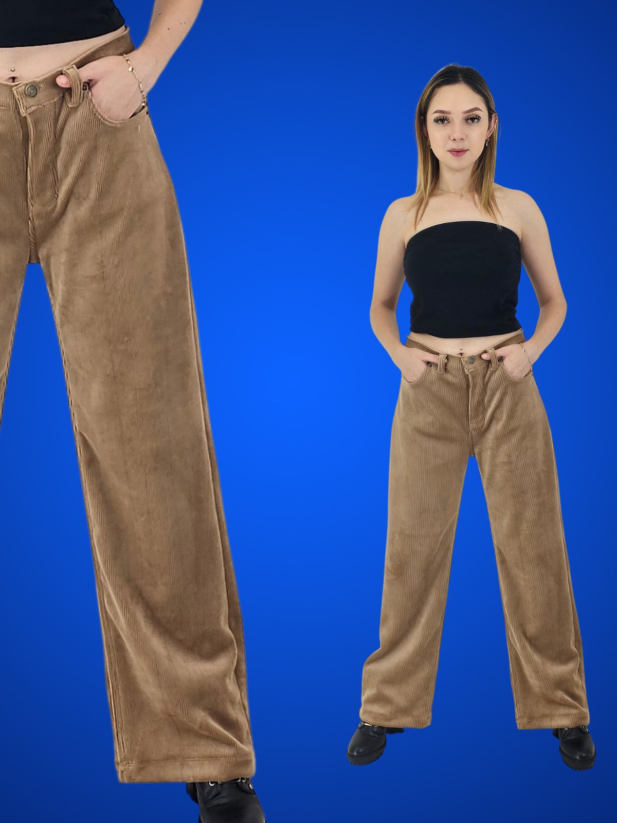 Oversized 5 Pocket Corduroy Pants Khaki - Tenku Designs