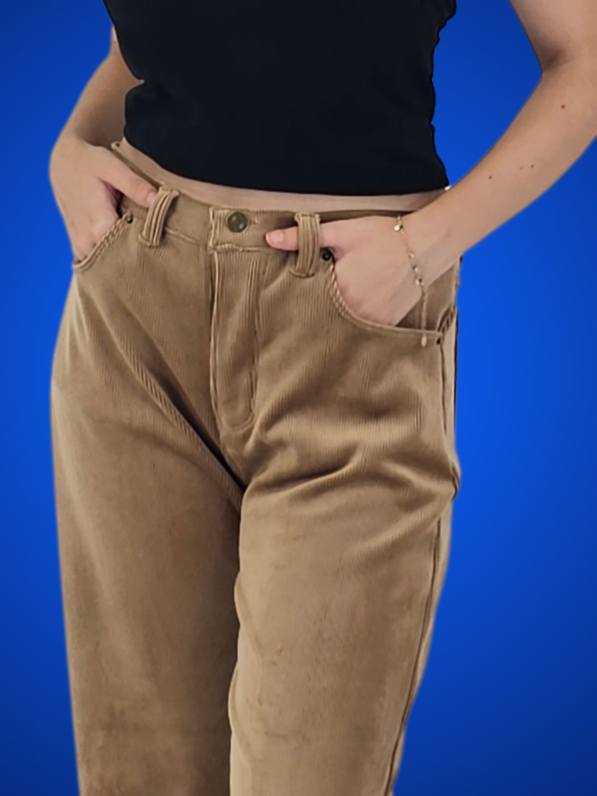 Oversized 5 Pocket Corduroy Pants Khaki - Tenku Designs