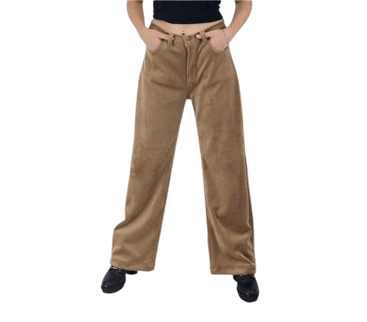 Oversized 5 Pocket Corduroy Pants Khaki - Tenku Designs