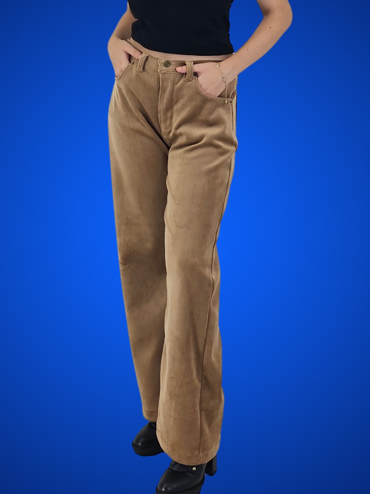 Oversized 5 Pocket Corduroy Pants Khaki - Tenku Designs