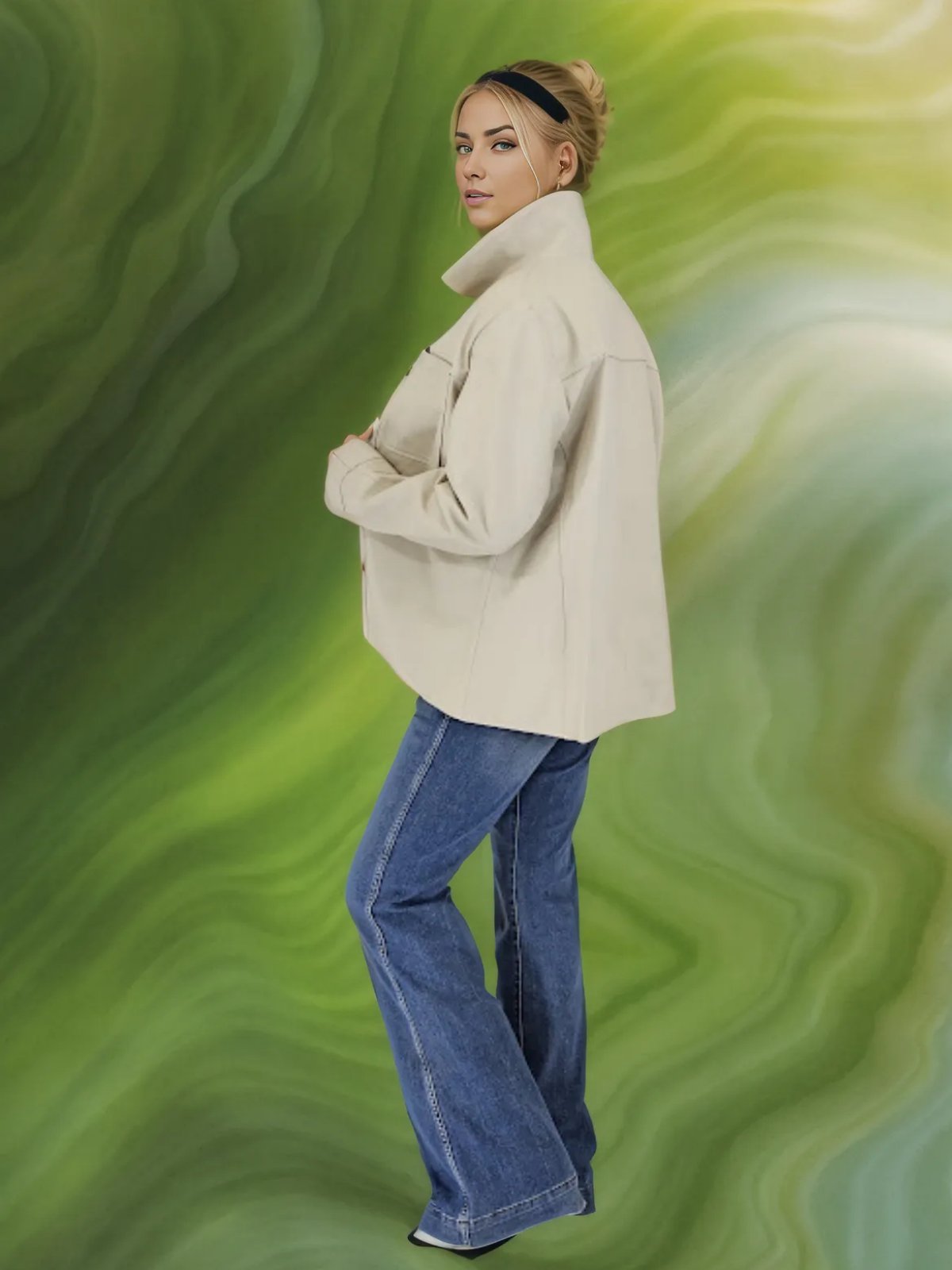 Oversized Leather Shirt Bone - Tenku Designs