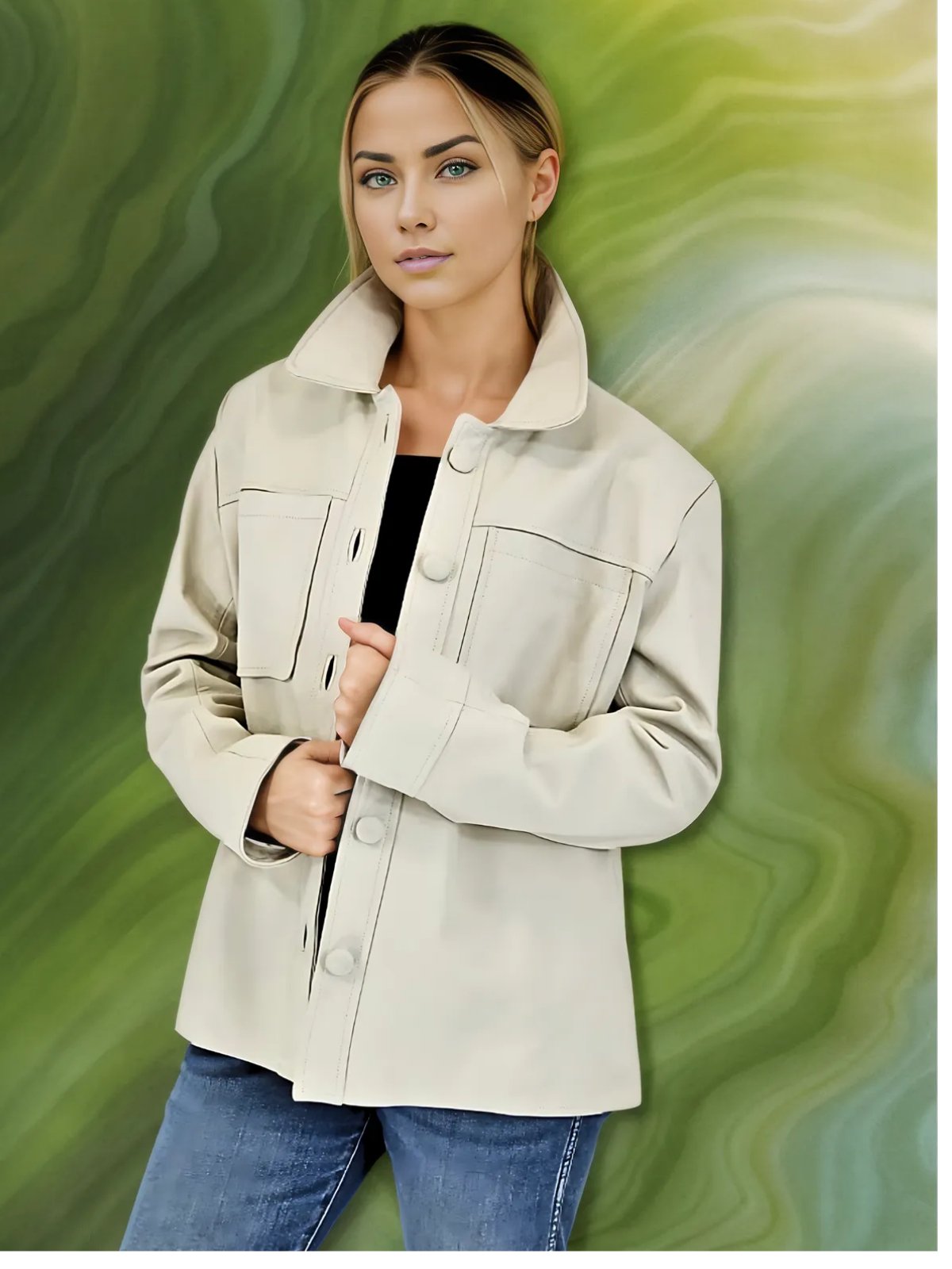 Oversized Leather Shirt Bone - Tenku Designs