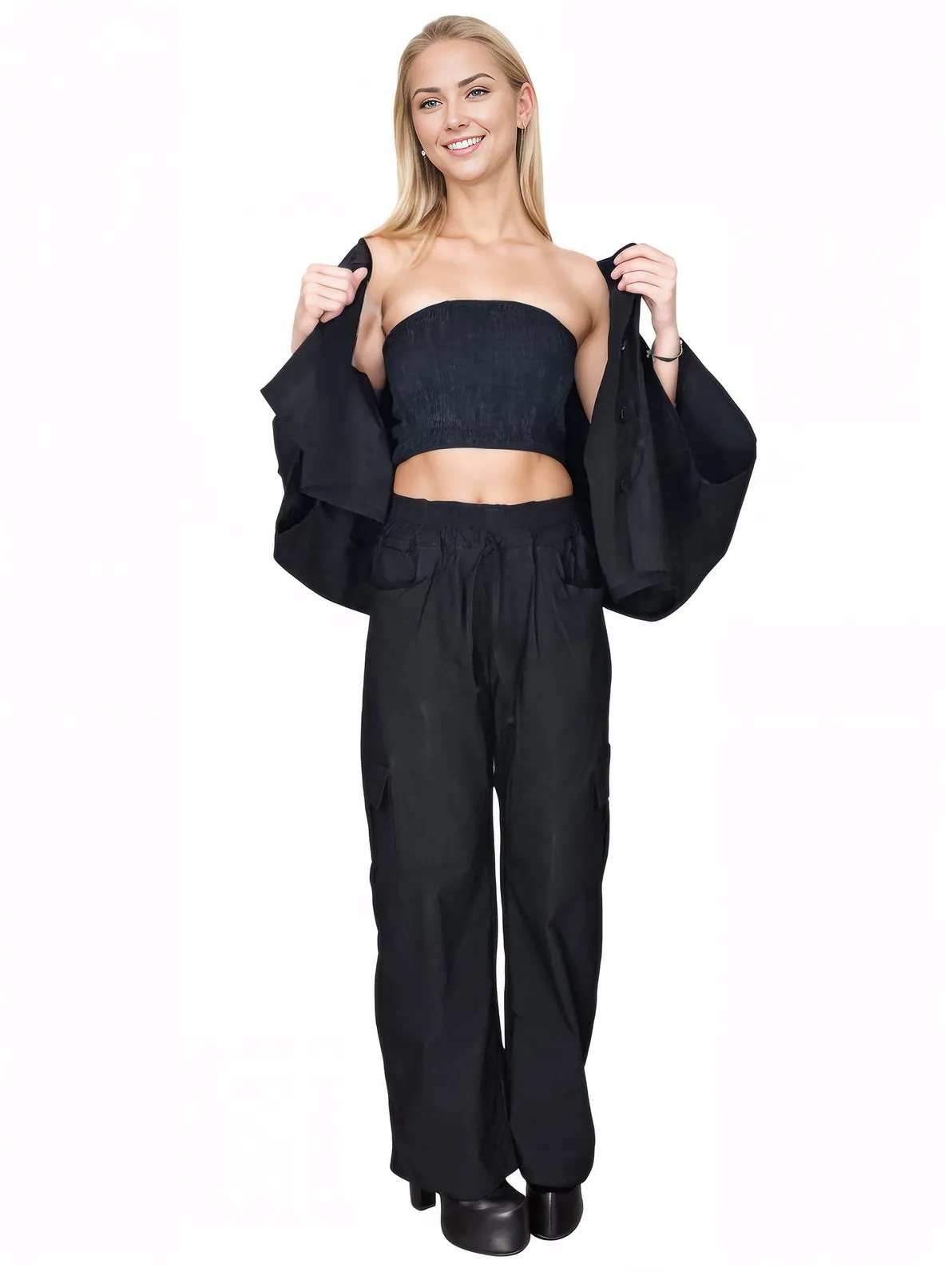 Oversized Pants Set Black - Tenku Designs