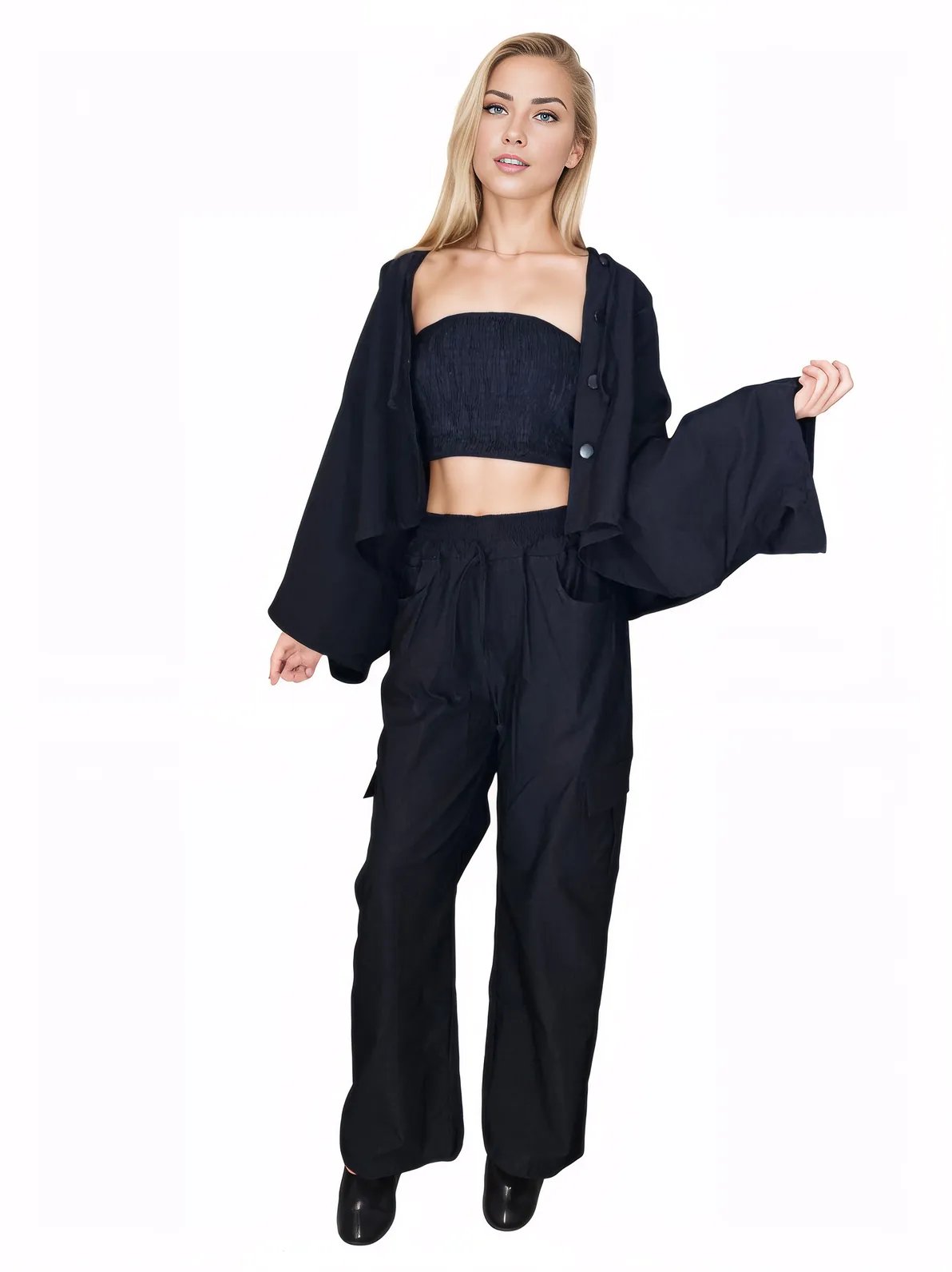 Oversized Pants Set Black - Tenku Designs