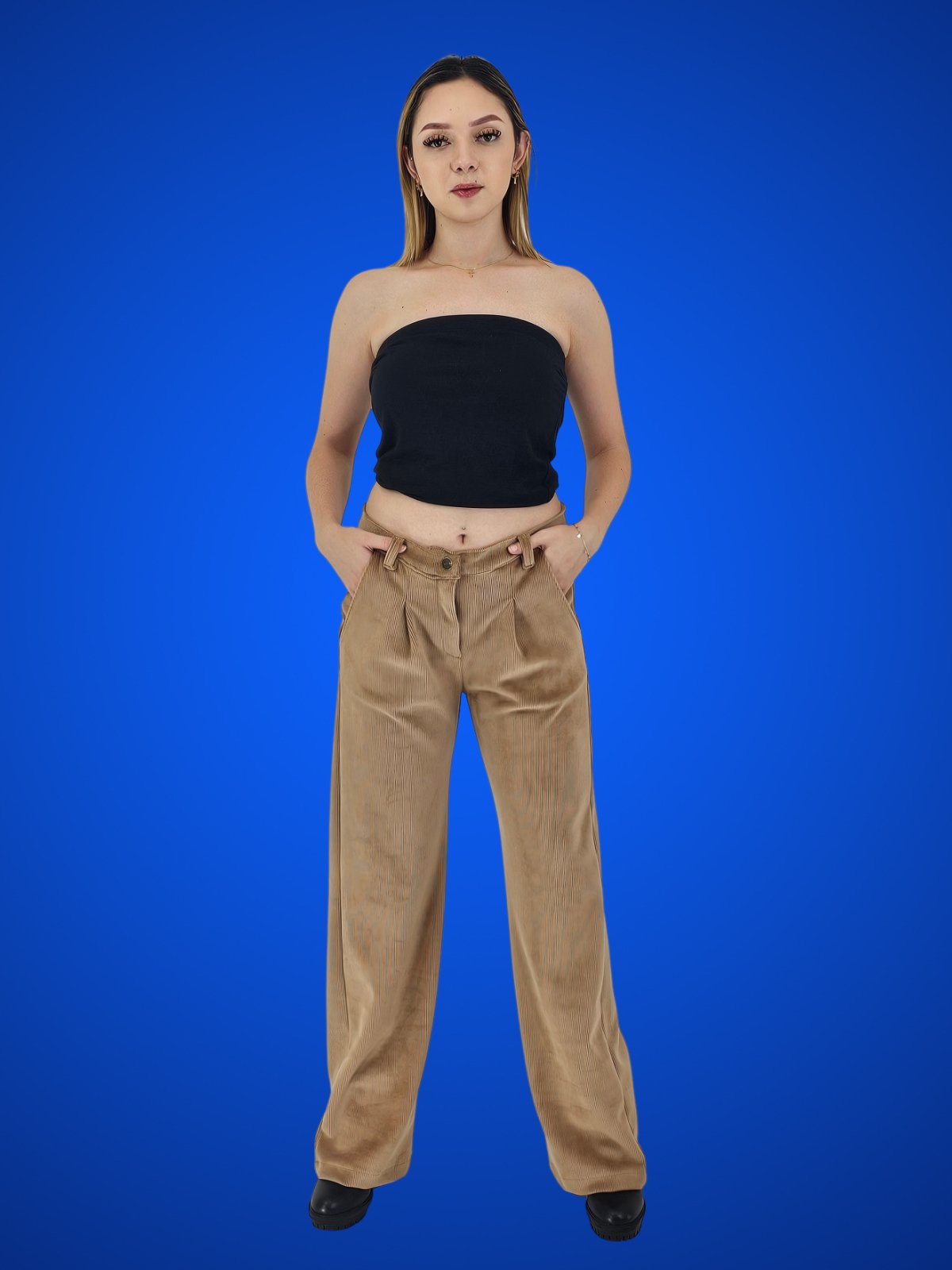 Oversized Pleated Corduroy Pants Khaki - Tenku Designs