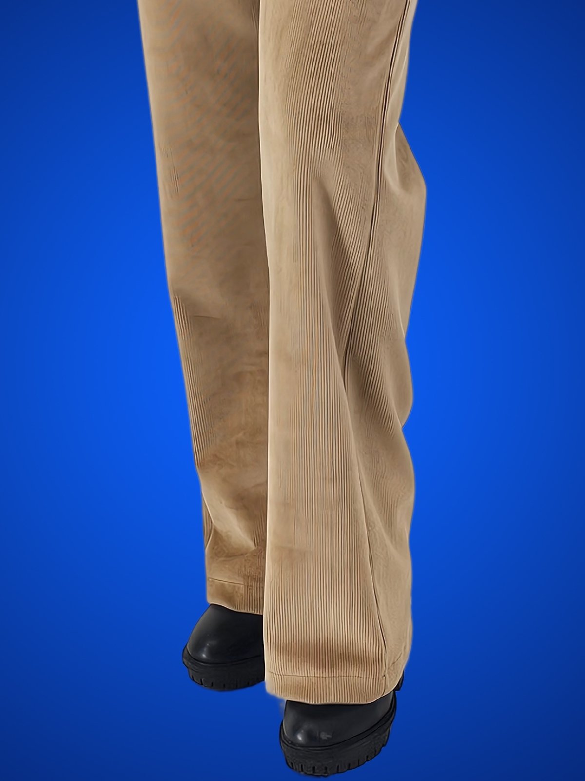 Oversized Pleated Corduroy Pants Khaki - Tenku Designs