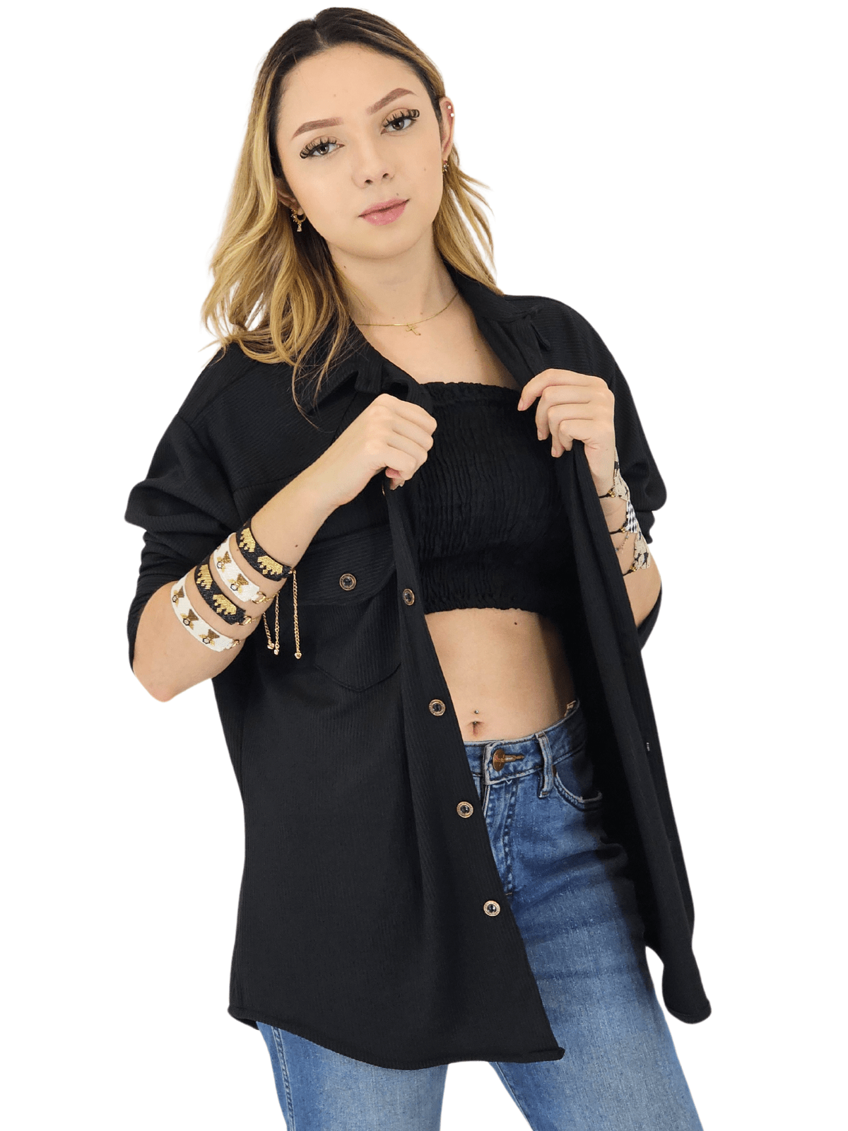 Oversized Shirt – Luxe Comfort with Country - Chic Style Black - Tenku Designs
