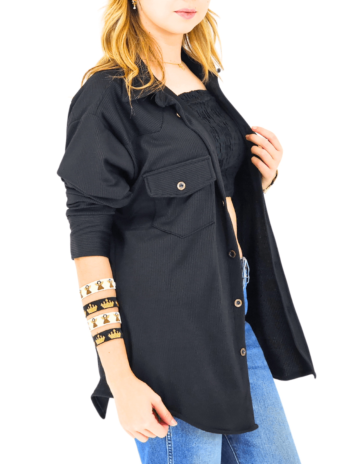 Oversized Shirt – Luxe Comfort with Country - Chic Style Black - Tenku Designs