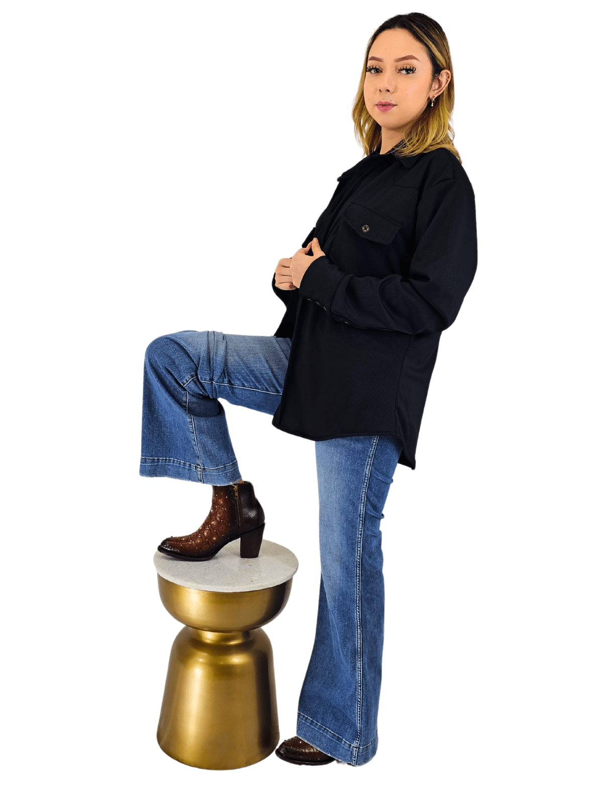 Oversized Shirt – Luxe Comfort with Country - Chic Style Black - Tenku Designs