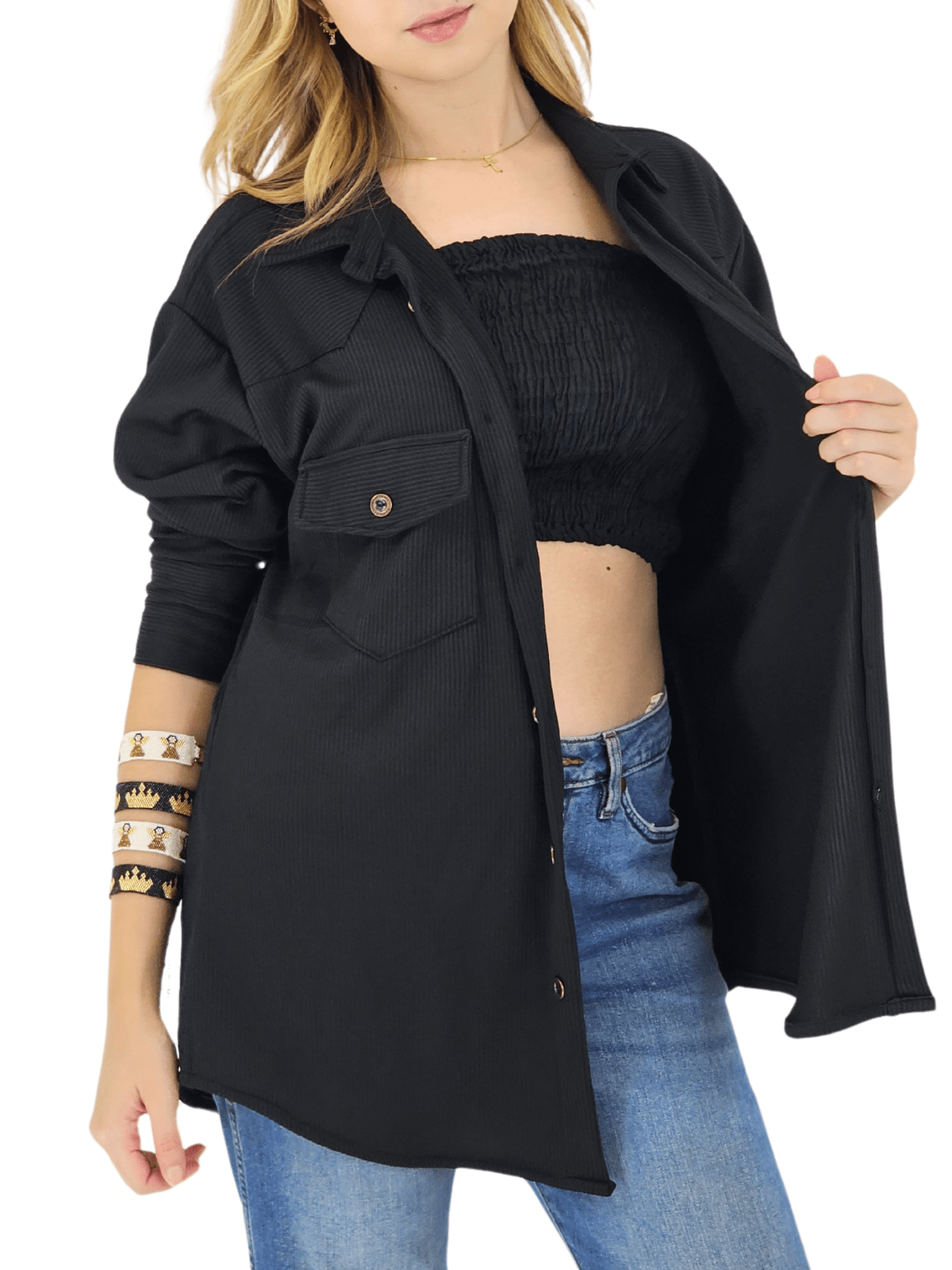 Oversized Shirt – Luxe Comfort with Country - Chic Style Black - Tenku Designs