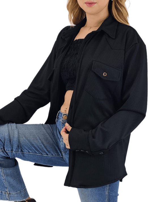 Oversized Shirt – Luxe Comfort with Country - Chic Style Black - Tenku Designs