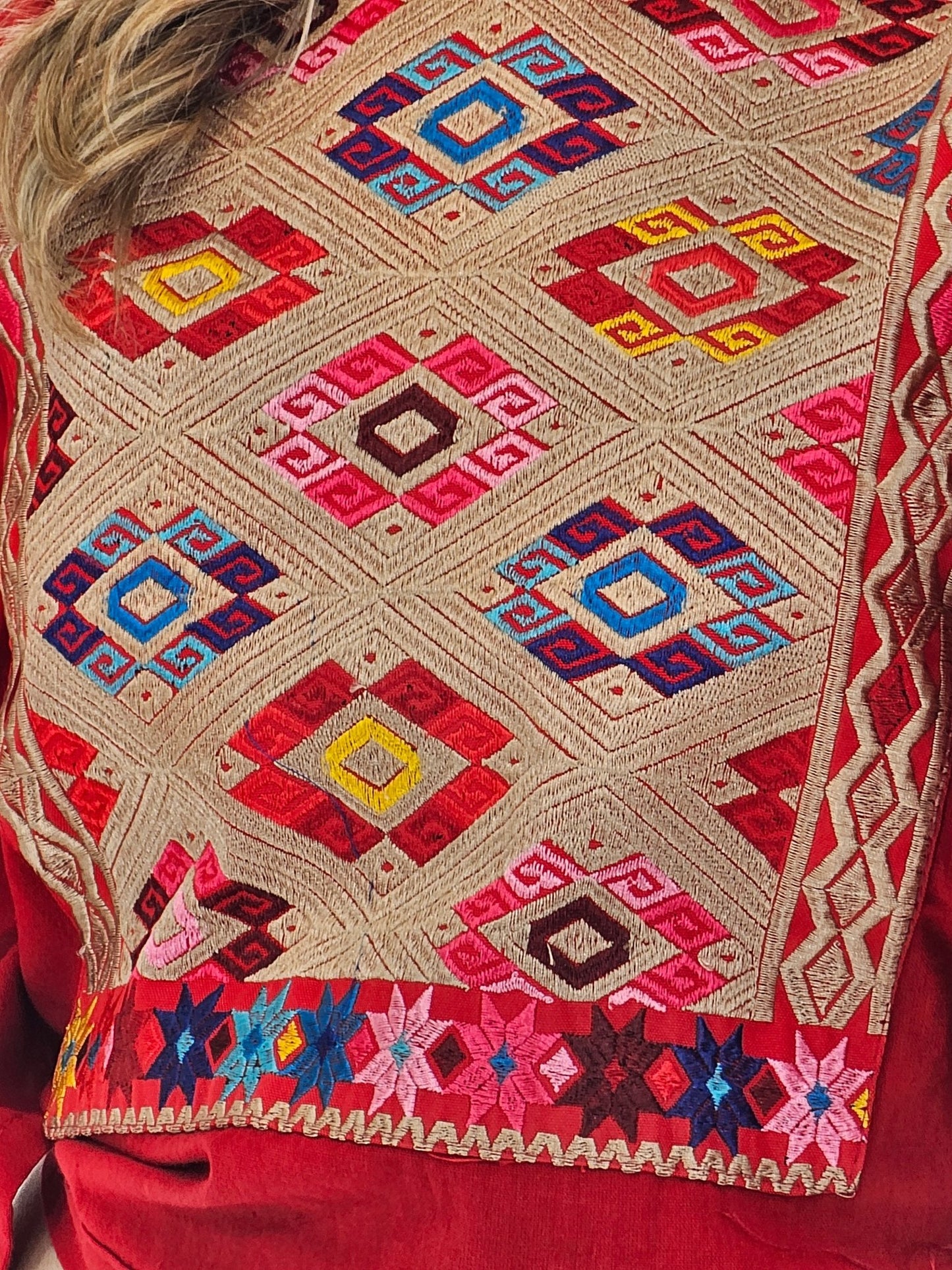 Red Ruffled Sleeve with Mexican Embroidered Chest & Adjustable Bow – Elegant & Feminine - Tenku Designs